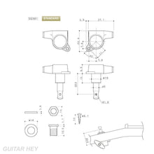 Load image into Gallery viewer, NEW Gotoh SG381-05P1 Tuning Keys L3+R3 w/ OVAL White Buttons Set 3x3 - CHROME