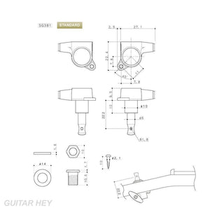 NEW Gotoh SG381-05P1 Tuning Keys L3+R3 w/ OVAL White Buttons Set 3x3 - CHROME