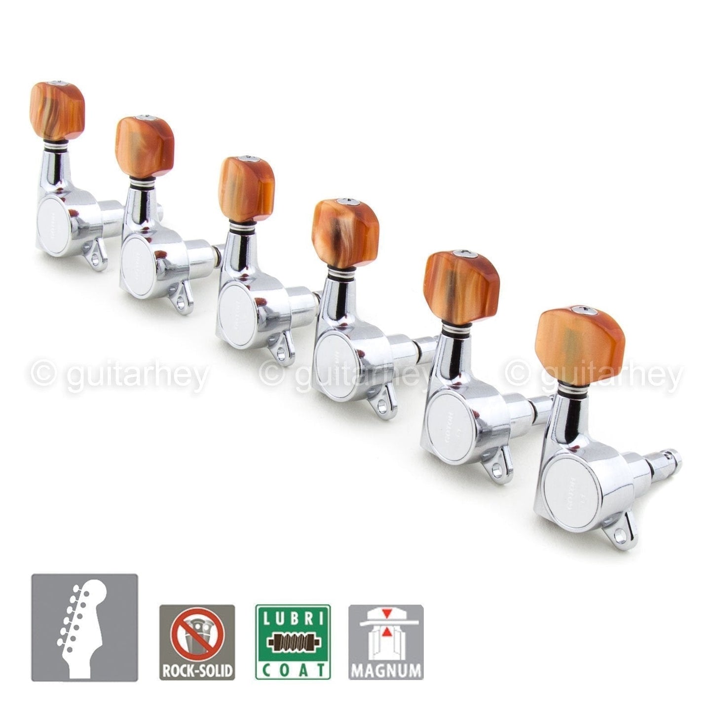 NEW Gotoh SG381-P8 MG Magnum Locking Set 6 in line Tuners Keys - CHROME