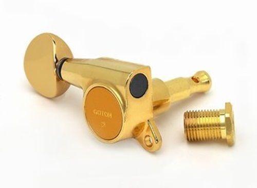 NEW Gotoh SG381-05 R6 Set 6 in line Mini Tuners w/ screws LEFT HANDED - GOLD