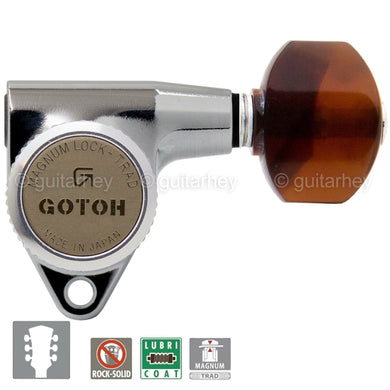 NEW Gotoh SG301 MGT Set L3+R3 TORTOISE Buttons Magnum Locking Trad 3x3 - CHROME