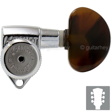 NEW Hipshot Grip-Lock LOCKING TUNERS w/ TORTOISE LARGE Buttons 3x3 Set - CHROME