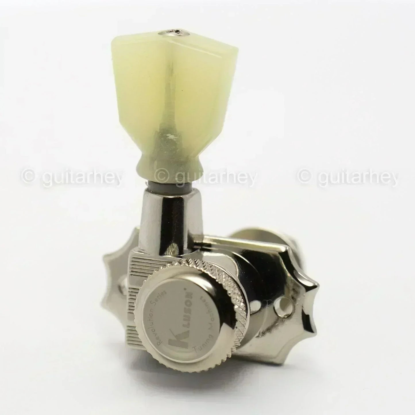 NEW Kluson Revolution Locking Tuners Pearloid Keystone Buttons 3x3 Set - NICKEL