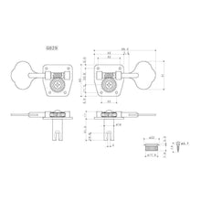 Load image into Gallery viewer, NEW Gotoh GB29 Machine Head Set 4-Strings Bass Side 4 in line - 1:26 - BLACK