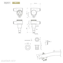 Load image into Gallery viewer, NEW Gotoh SG301-04 MGT MAGNUM-LOCK TRAD Set L3+R3 3x3 w/ screws Keystone - BLACK