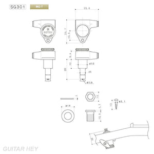 NEW Gotoh SG301-04 MGT MAGNUM-LOCK TRAD Set L3+R3 3x3 w/ screws Keystone - BLACK