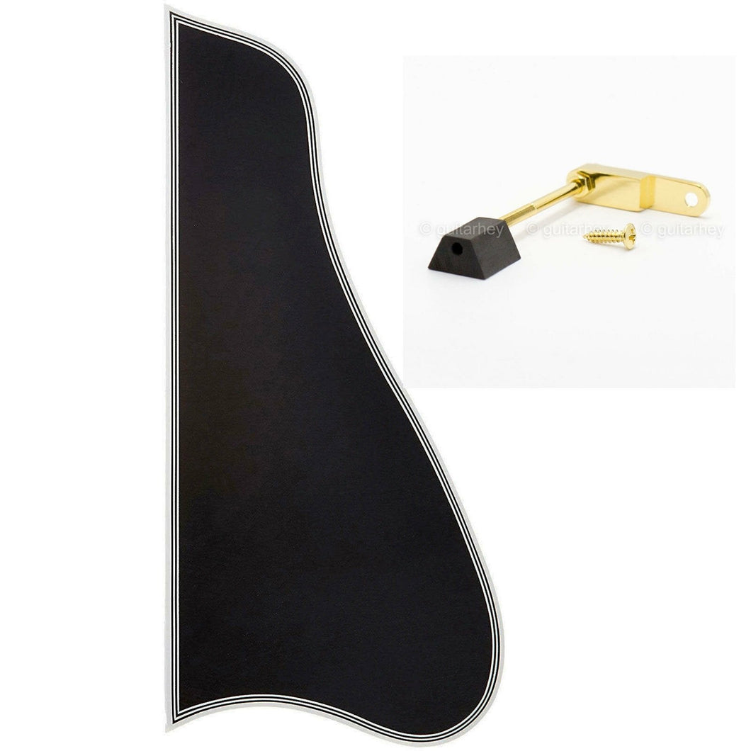 NEW Bound LARGE BLACK Pickguard for Gibson® Cutaway Style Jazz w/ Gold Bracket