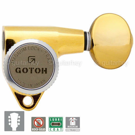 NEW Gotoh SG301-05 MGT L3+R3 LOCKING Tuners w/ Small OVAL Buttons 3x3 - GOLD