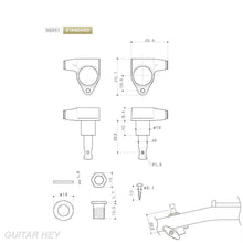 Load image into Gallery viewer, NEW Gotoh SG301-P4N Tuning Keys w/ Keystone Buttons Tuners Set 3x3 - COSMO BLACK