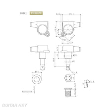 Carregar imagem no visualizador da galeria, NEW Gotoh SG381-P8 Guitar Tuning L3+R3 SMALL AMBER Buttons Keys Set 3x3 - GOLD