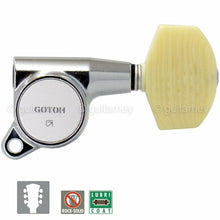 Carregar imagem no visualizador da galeria, NEW Gotoh SG381-M01 Guitar Tuning L3+R3 LARGE IVORY Buttons Set 3x3 - CHROME