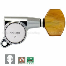 Carregar imagem no visualizador da galeria, NEW Gotoh SG381-P8 Guitar Tuning L3+R3 SMALL AMBER Buttons Keys Set 3x3 - CHROME