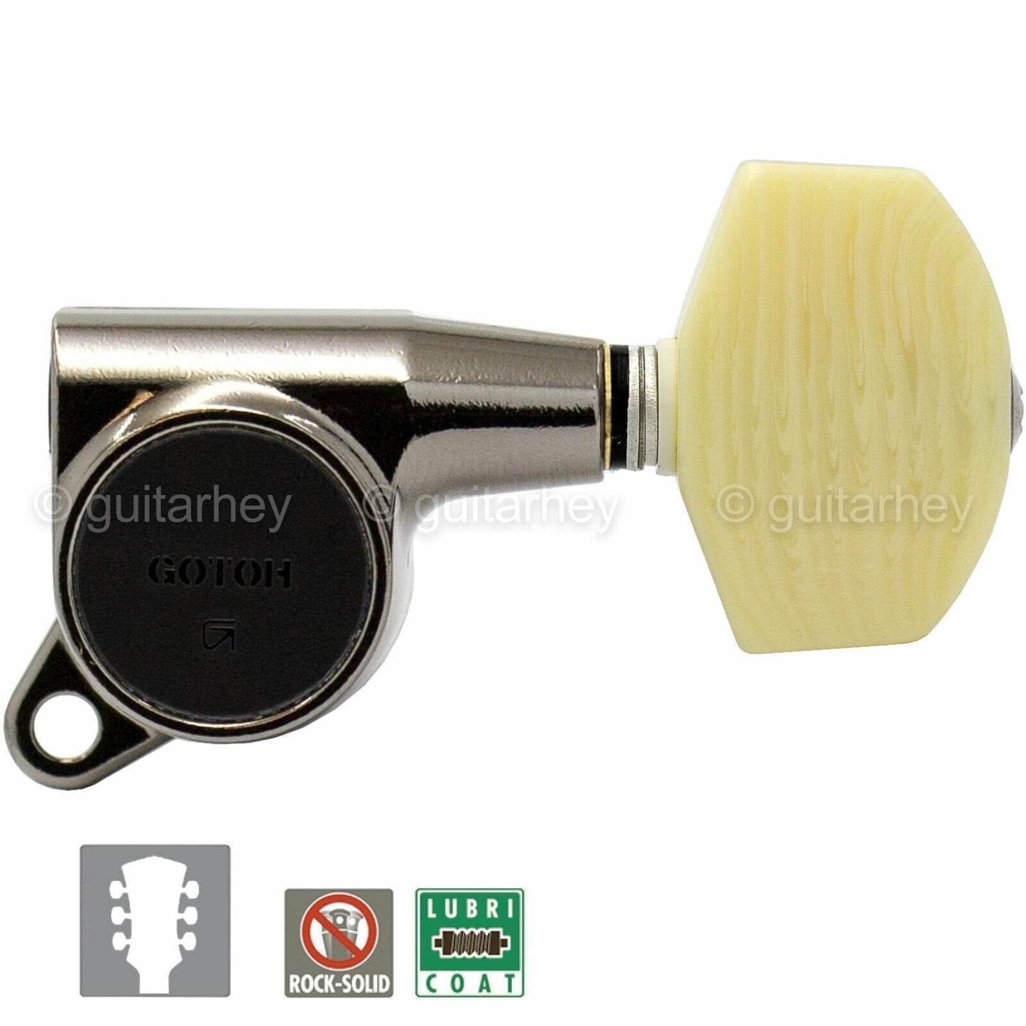 NEW Gotoh SG381-M01 Guitar Tuning L3+R3 LARGE IVORY Buttons 3x3 - COSMO BLACK
