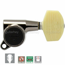 Load image into Gallery viewer, NEW Gotoh SG381-M01 MG Locking Tuners L3+R3 LARGE IVORY Buttons 3x3 COSMO BLACK