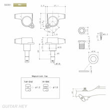 Load image into Gallery viewer, NEW Gotoh SG381-M01 MG Locking Tuners L3+R3 LARGE IVORY Buttons 3x3 COSMO BLACK