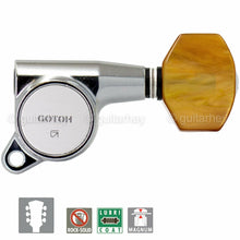 Load image into Gallery viewer, NEW Gotoh SG381-P8 MG Locking Tuners L3+R3 SMALL AMBER Buttons 3x3 - CHROME