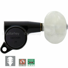 Load image into Gallery viewer, NEW Gotoh SG381-P1 Guitar Tuning Set L3+R3 LARGE PEARLOID Buttons 3x3 - BLACK