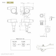 Load image into Gallery viewer, NEW Gotoh SG381-M01 MG Locking Tuners Set L3+R3 LARGE IVORY Buttons 3x3 - BLACK