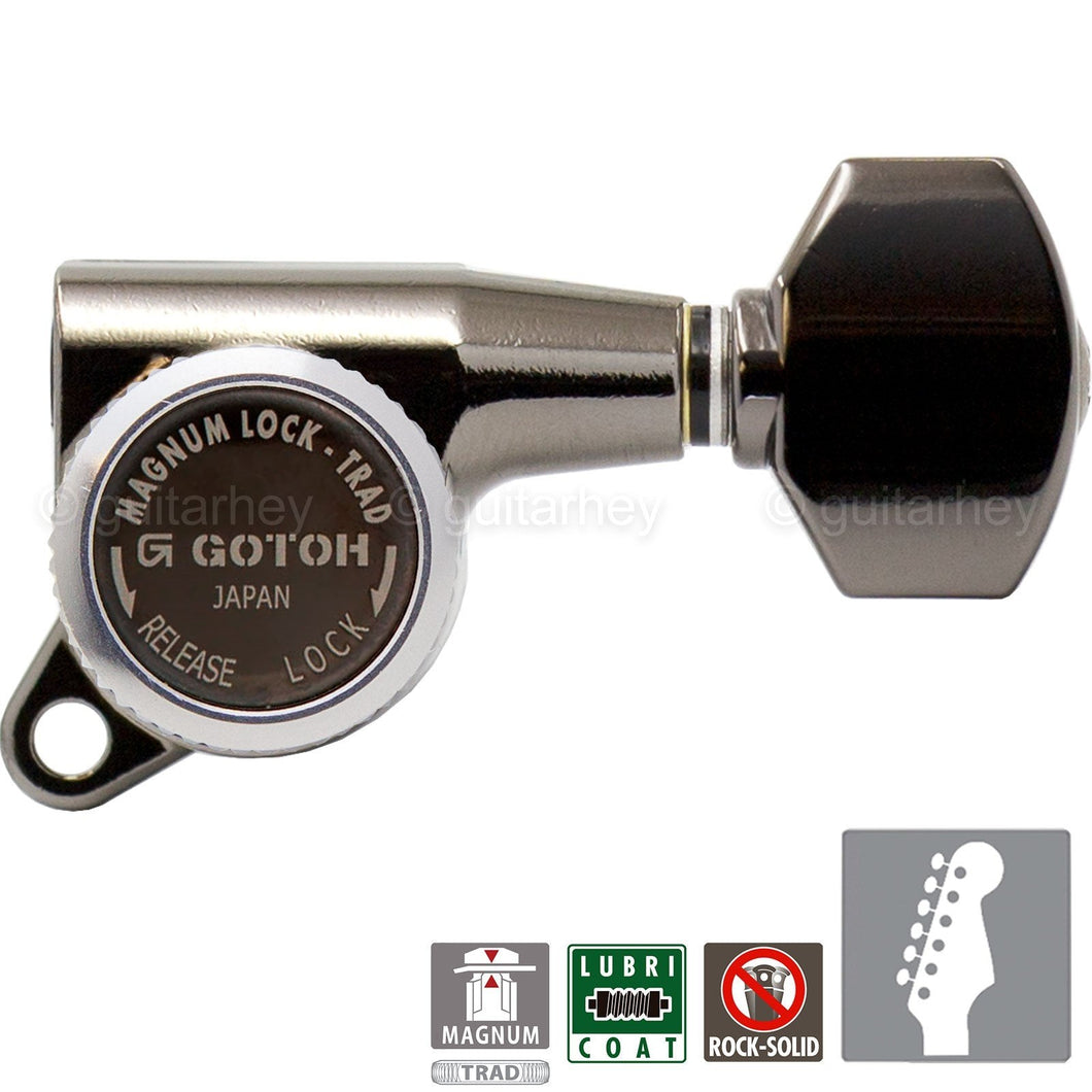 Tarraxas Gotoh SG381-07 MGT 6 em Linha Set Com Trava - COSMO BLACK