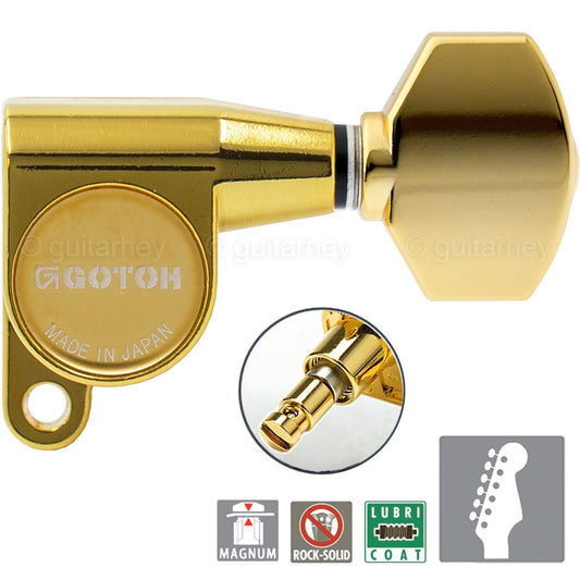 NEW Gotoh SG360-07 MG Magnum Locking Set 6 in line Tuners SMALL Buttons - GOLD