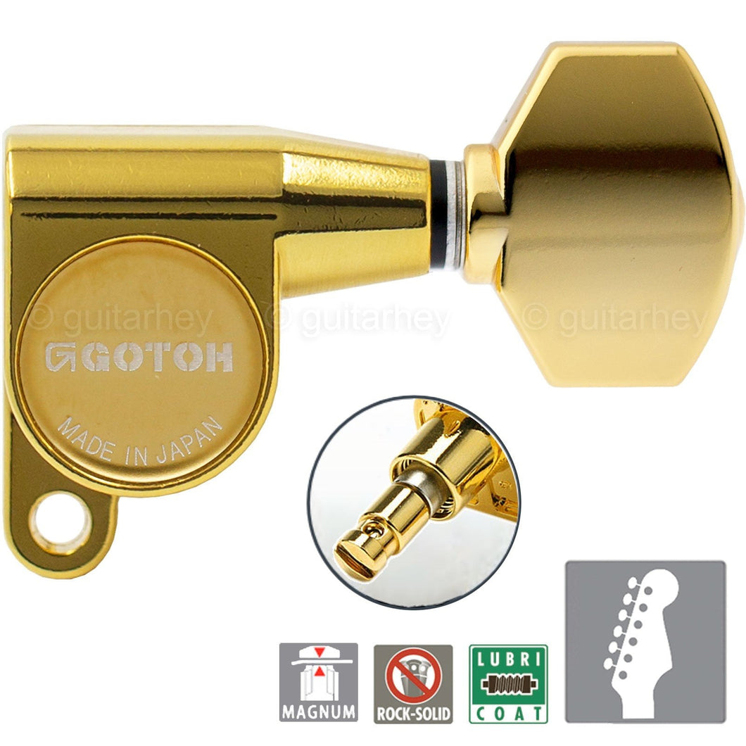 NEW Gotoh SG360-07 MG Magnum Locking Set 6 in line Tuners SMALL Buttons - GOLD