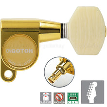 Load image into Gallery viewer, NEW Gotoh SG360-M07 MG Magnum Locking Set 6 in line Tuners IVORY Buttons - GOLD