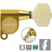 Carregar imagem no visualizador da galeria, NEW Gotoh SG360-M07 MG Magnum Locking Set 6 in line Tuners IVORY Buttons - GOLD