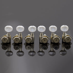 NEW Hipshot Grip-Lock Open-Gear LOCKING Tuners SMALL PEARLOID Buttons 3x3 NICKEL