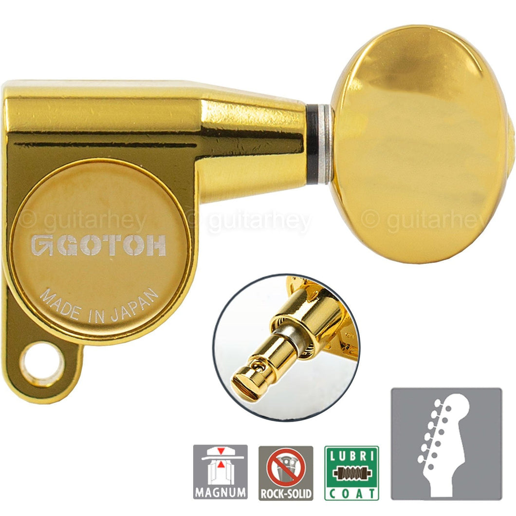 NEW Gotoh SG360-05 MG Magnum Locking Set 6 in line Tuners w/ OVAL Buttons - GOLD