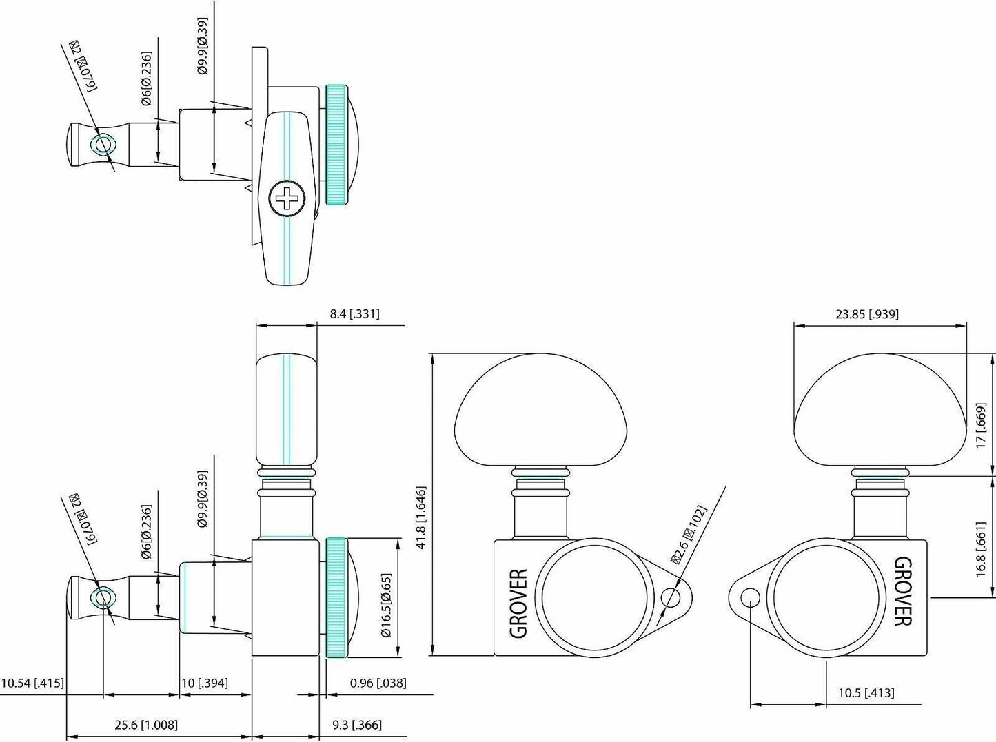 NEW Grover 502C LOCKING Tuners 3x3 for Modern Gibson Les Paul SG - CHROME