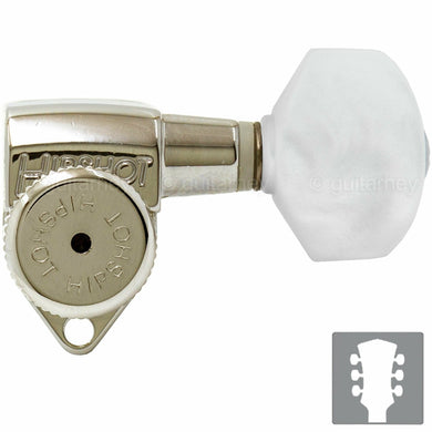 NEW Hipshot Grip-Lock Open-Gear LOCKING Tuners w/ PEARLOID Buttons 3x3 - NICKEL