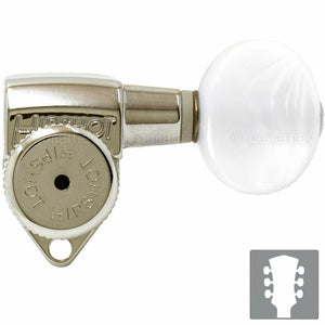 NEW Hipshot Grip-Lock Open-Gear LOCKING Tuners SMALL PEARLOID Buttons 3x3 NICKEL