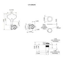 Carregar imagem no visualizador da galeria, NEW Hipshot USA HB6 1/2&quot; Ultralite® Bass 4 in Line TREBLE SIDE Clover Key, BLACK