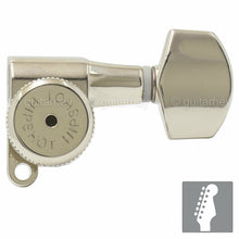 Load image into Gallery viewer, NEW Hipshot 6-in-Line LOCKING Tuners SET w/ SMALL Buttons Non-Staggered - NICKEL