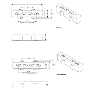 NEW Seymour Duncan SJB-3s Quarter-Pound Jazz Bass Pickup Set Alnico 5 - BLACK