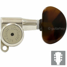 Load image into Gallery viewer, NEW Hipshot L3+R3 LOCKING Mini Tuners SET w/ LARGE TORTOISE Buttons 3x3 - NICKEL