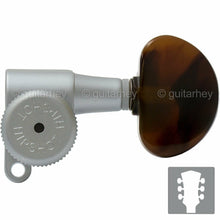 Load image into Gallery viewer, NEW Hipshot Mini LOCKING Tuners SET w/ LARGE TORTOISE Buttons 3x3 - SATIN CHROME