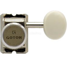 Carregar imagem no visualizador da galeria, NEW Gotoh SD91-05MA MGT Locking Tuners 6 in line Set w/ Plastic Buttons - NICKEL