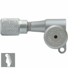 Load image into Gallery viewer, Hipshot 6-in-Line Mini LOCKING Tuners KNURLED Buttons LEFT-HANDED, SATIN CHROME