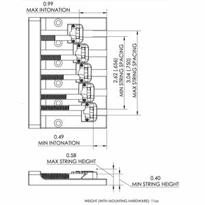 NEW Hipshot 5-String KICKASS High Mass Bass BRIDGE for BADASS Replacement, GOLD