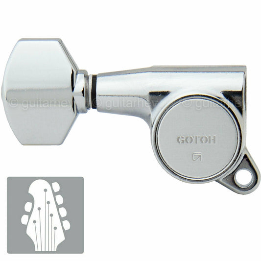 NEW Gotoh SG381-07 L2+R4 Set Mini Tuners w/ Screws and Bushings 2x4 - CHROME