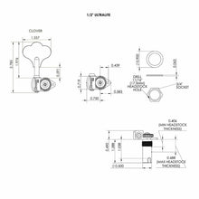 Load image into Gallery viewer, NEW (1) Hipshot USA HB6 1/2&quot; Ultralite® Bass TREBLE SIDE Clover Key - CHROME