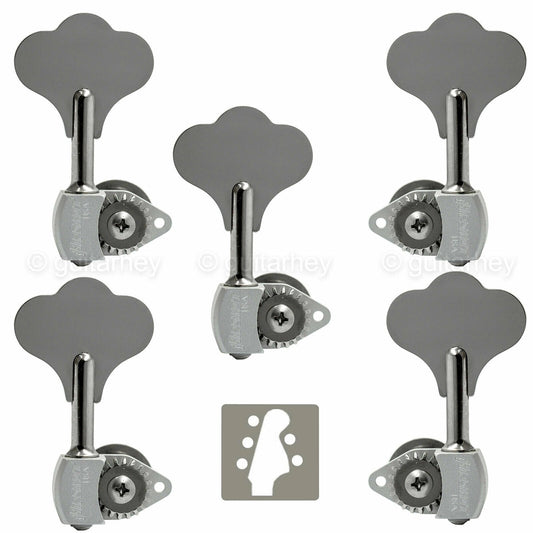 NEW Hipshot USA HB6 1/2" Ultralite® Bass Tuning L3+R2 SET Clover Key 3x2, CHROME