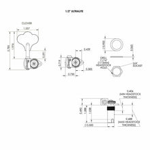 Carregar imagem no visualizador da galeria, NEW Hipshot USA HB6 1/2&quot; Ultralite® Bass Tuning L3+R3 SET Clover Key 3x3, CHROME