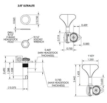 Load image into Gallery viewer, NEW Hipshot USA HB6 3/8&quot; Ultralite® Bass Tuning Bass Side 4 in Line Y Key - GOLD