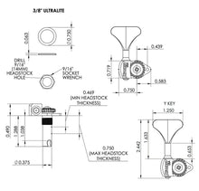 Load image into Gallery viewer, NEW Hipshot USA HB6 3/8&quot; Ultralite® Bass Tuning L3+R2 Set Y Key 3x2 - GOLD