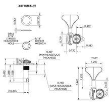 Load image into Gallery viewer, NEW (1) Hipshot USA HB6 3/8&quot; Ultralite® Bass TREBLE Side Y Key - SATIN CHROME