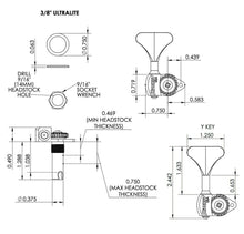 Load image into Gallery viewer, NEW Hipshot USA HB6 3/8&quot; Ultralite® Bass Tuning Y Key L3+R3 Set - SATIN CHROME