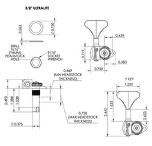 Load image into Gallery viewer, NEW Hipshot USA HB6 3/8&quot; Ultralite® Bass Tuning Y Key L2+R3 Set - SATIN CHROME