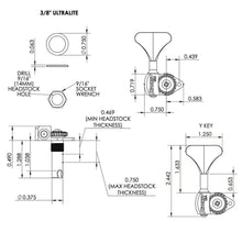 Load image into Gallery viewer, NEW Hipshot USA HB6 3/8&quot; Ultralite® Bass Tuning Y Key L2+R2 Set - SATIN CHROME